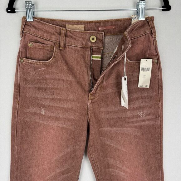 Pilcro Anthropologie Jeans Womens 26 Brown Straight Ankle‎ Ripped Denim NWT - Picture 5 of 16